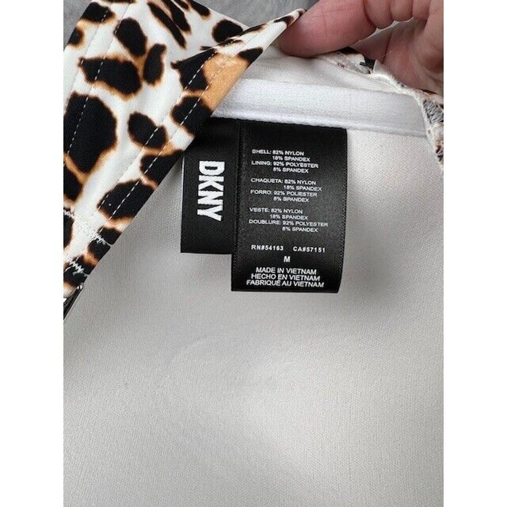 DKNY Women's Wild Thing Soft White Leopard-Print Bandeau Tie-Front Bikini Top, M - Picture 5 of 6